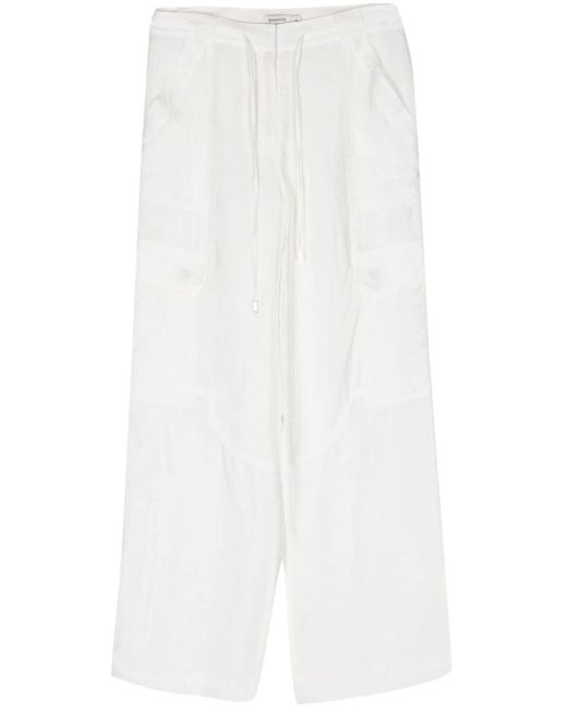 Jonathan Simkhai White Crinkled Shimmer Cargo Trousers