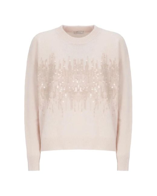 Peserico White Sequin-Embellished Sweater