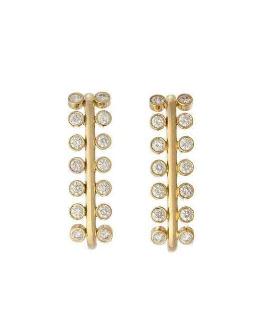 DENISE CASSOU White 18K Diamond Row Earrings