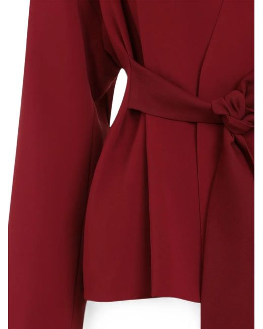 Alberta Ferretti Red Belted Pleated Jacket
