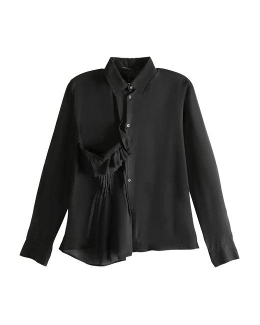 Yohji Yamamoto Pleated Ruffle Shirt Black