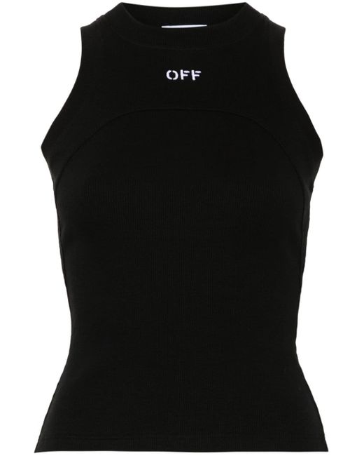 Off-White c/o Virgil Abloh Logo-embroidered Ribbed Tank Top Black