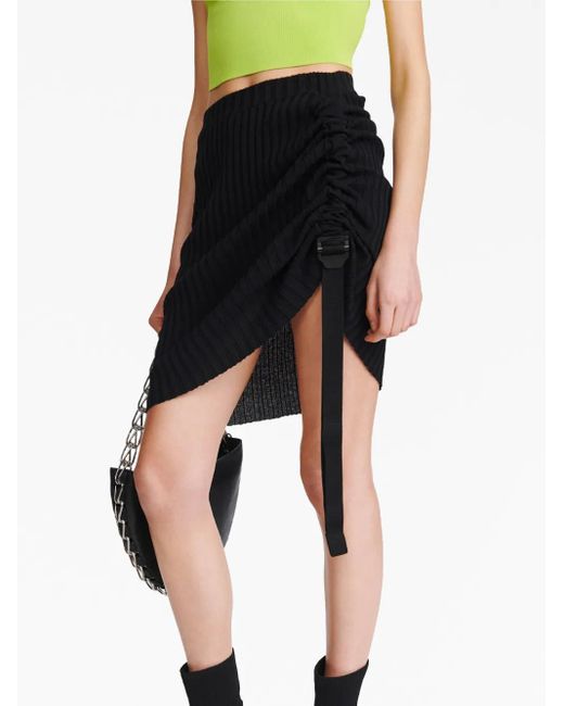 Dion Lee Black Gathered Ribbed-Knit Miniskirt