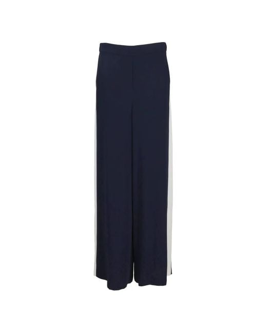 P.A.R.O.S.H. Blue Side-Stripe Wide-Leg Trousers