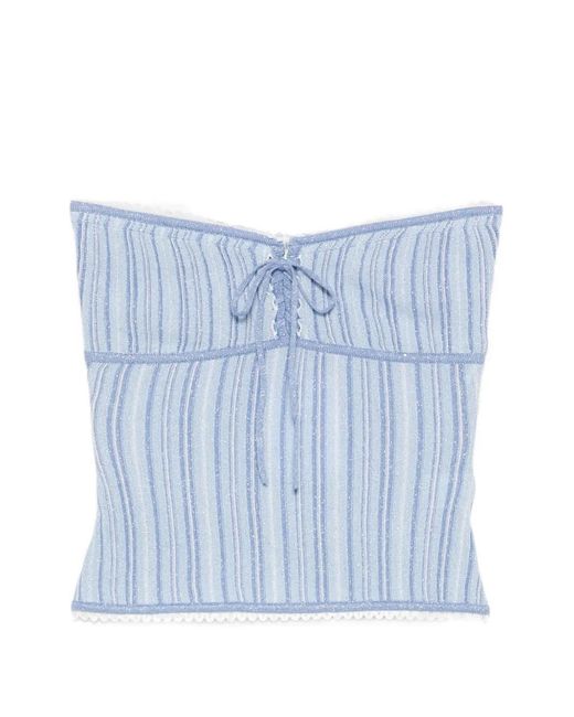 Asta Resort Blue Cleo Lace-Up Top