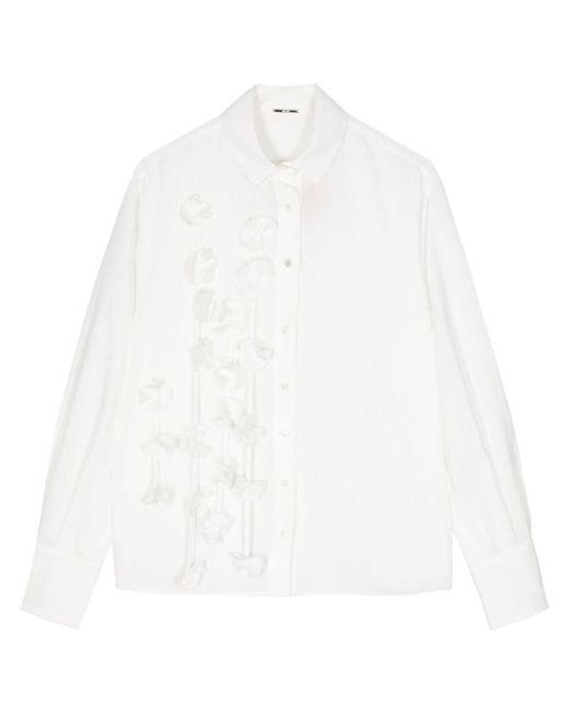 Alexis White Floral-appliqué Long-sleeve Shirt