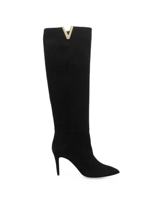 Via Roma 15 Black Pointed-Toe Suede Boots