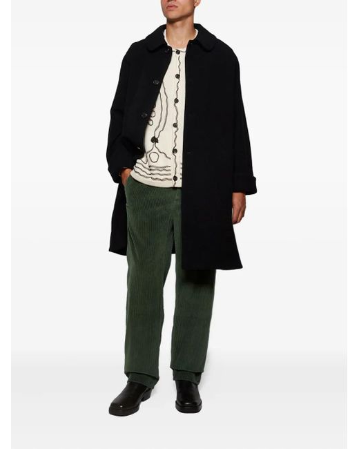 Bode Black Button-Fastening Coat for men