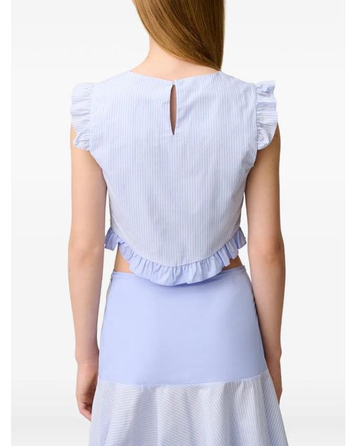 Claudie Pierlot Blue Printed Ruffled Top