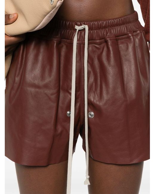 Rick Owens Brown Gabe Leather Shorts