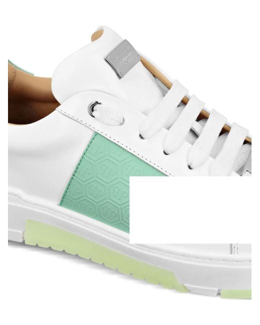 Philipp Plein Green Monogram Lo-Top Sneakers