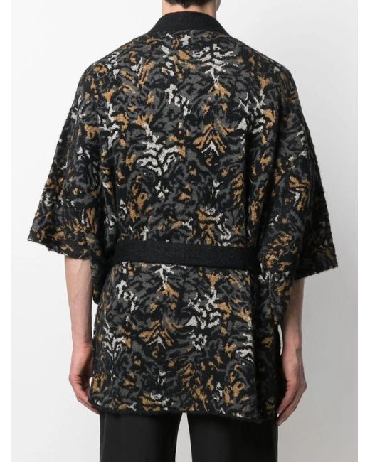 Saint Laurent Black Leopard-Knit Cardigan for men