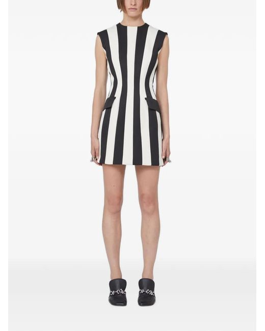 Max Mara White Hourglass Striped Sleeveless Mini Dress