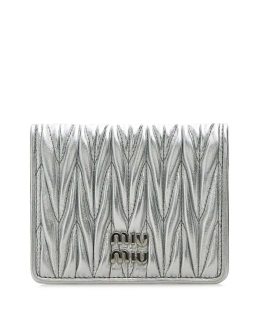 Miu Miu Gray Small Matelassé Wallet