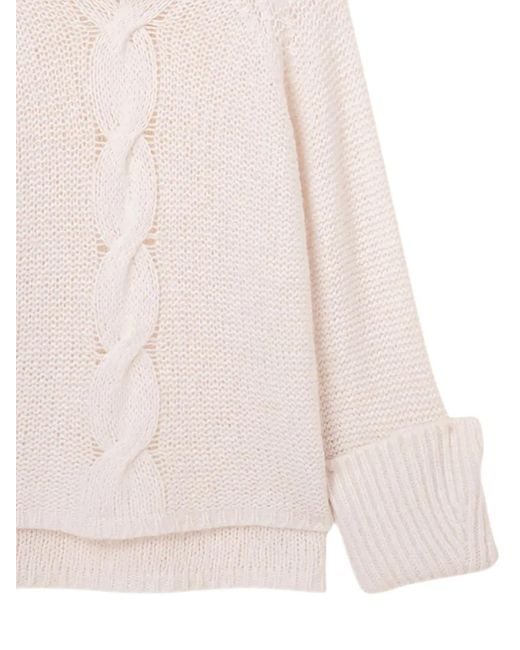 Fedeli Pink Cable-Knit Roll-Neck Sweater