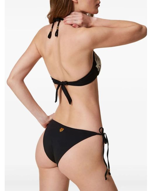 Twinset Black Embroidered Bikini Top