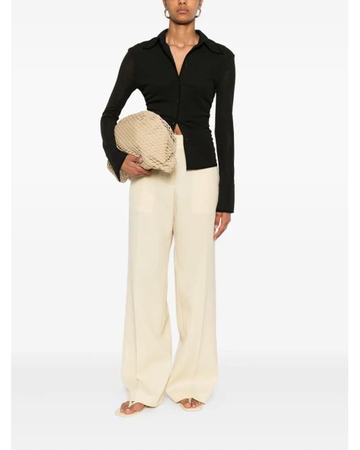 Nanushka Black Long-Sleeved Buttoned Polo Shirt