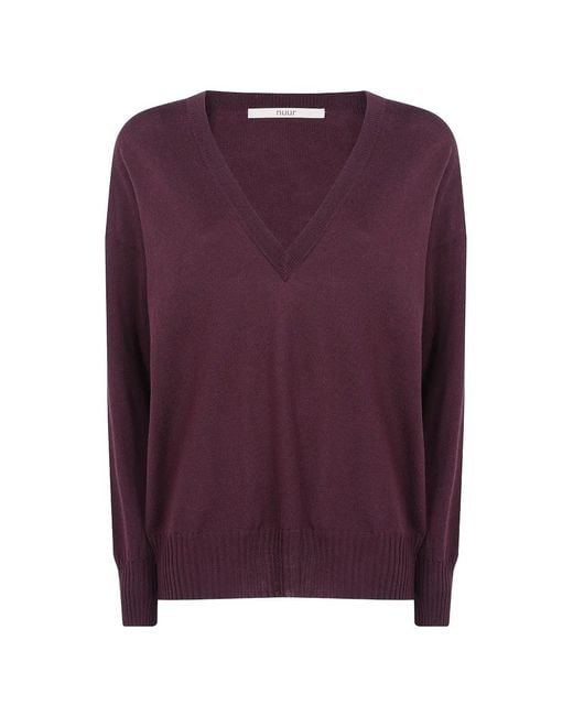 Nuur Purple V-Neck Sweater