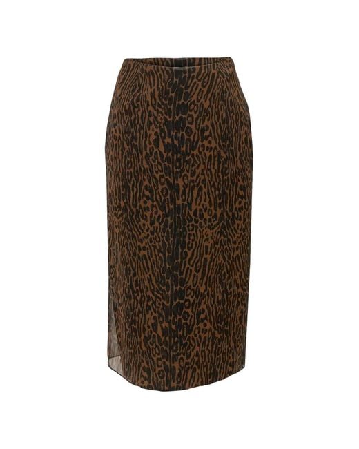 Carolina Herrera Brown Leopard-Print Silk Midi Skirt