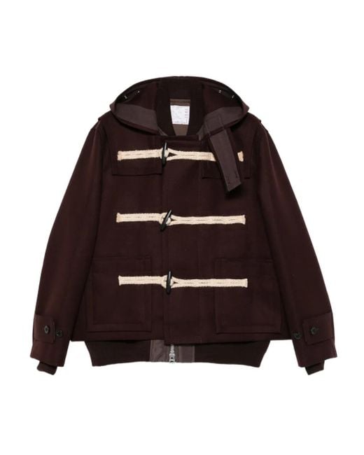 Sacai Black Hooded Toggle Jacket for men