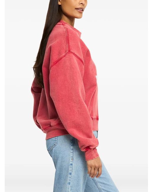 Cinq À Sept Red Logo-Print Washed Sweater