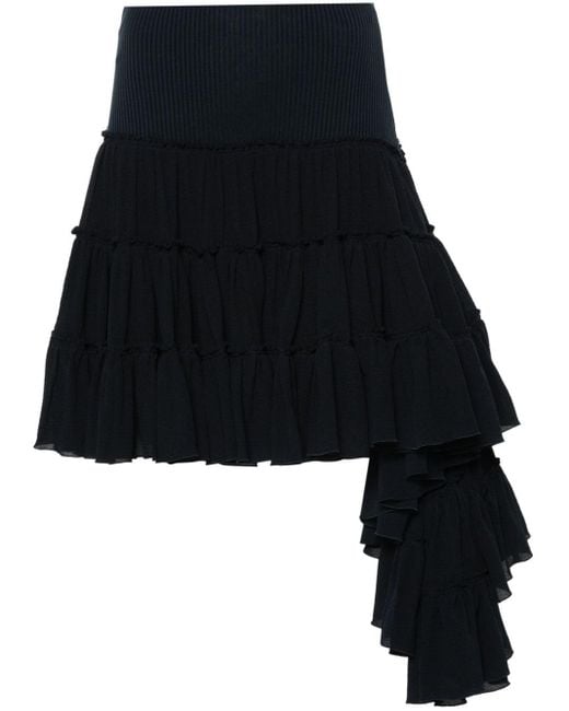 Loewe Black Asymmetric Ruffled Mini Skirt