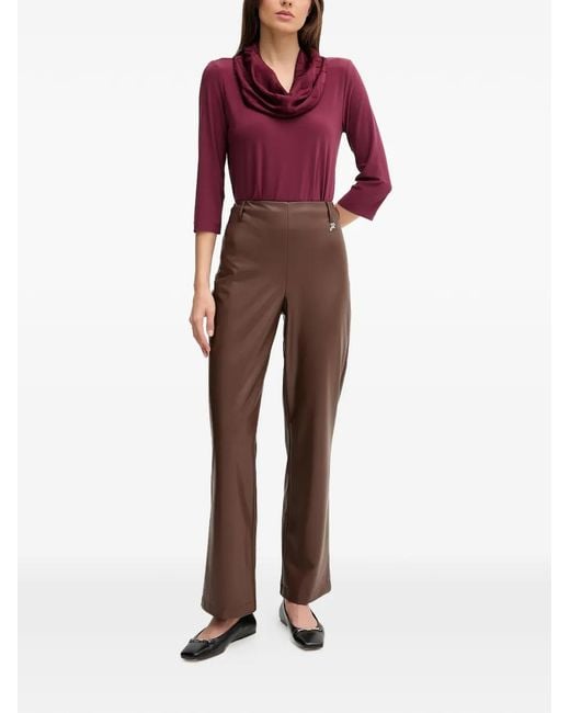 Joseph Ribkoff Brown Logo-Plaque Trousers