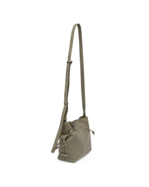 Marc O' Polo Green Small Simona Drawstring-Fastening Leather Cross Body Bag