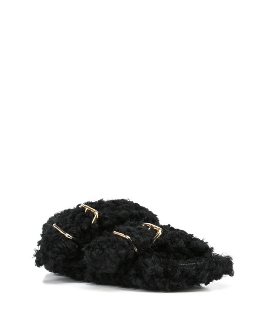 Marni Black Shearling-Trimmed Sandals