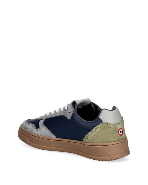 Aeronautica Militare Blue Panelled Lace-Up Sneakers for men