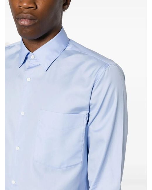 Aspesi Blue Chest-Pocket Cotton Shirt for men