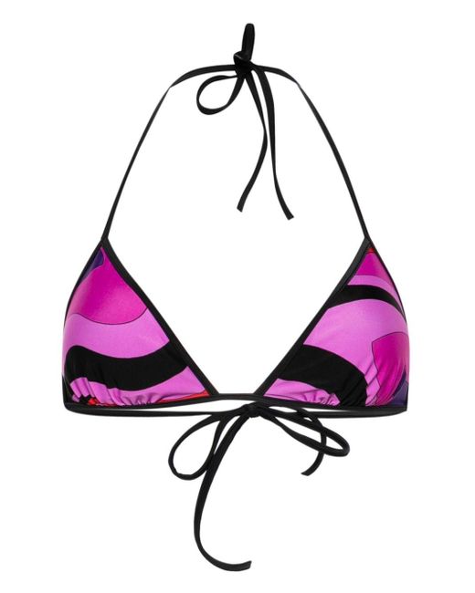 Top bikini a triangolo con stampa di Emilio Pucci in Purple