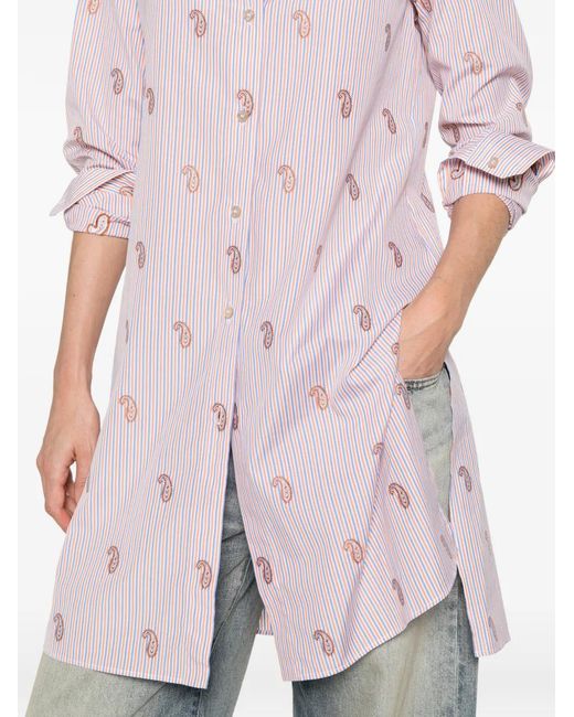 Etro Pink Paisley Striped Shirt