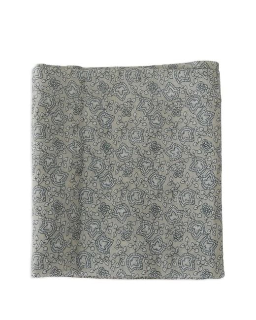Ermanno Scervino Gray Floral-Print Silk Scarf