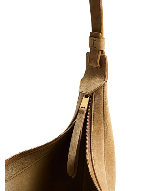 Khaite White Mall Augustina Crescent Zip-Top Shoulder Bag