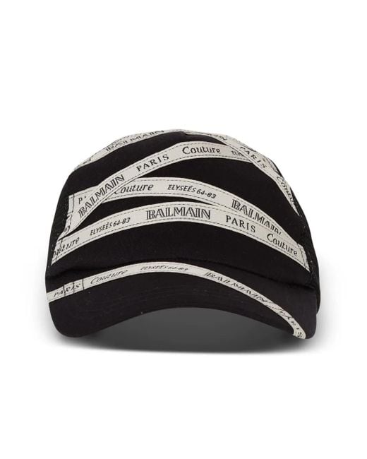 Balmain Black Logo-Print Cap