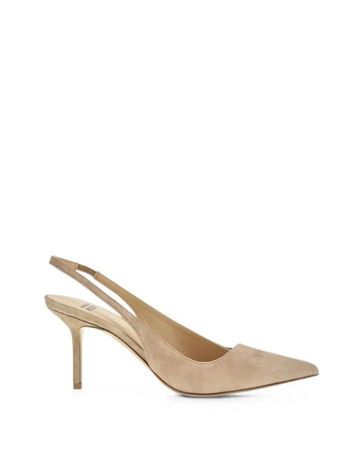 Francesco Russo Natural Pointed-Toe Slingback Pumps