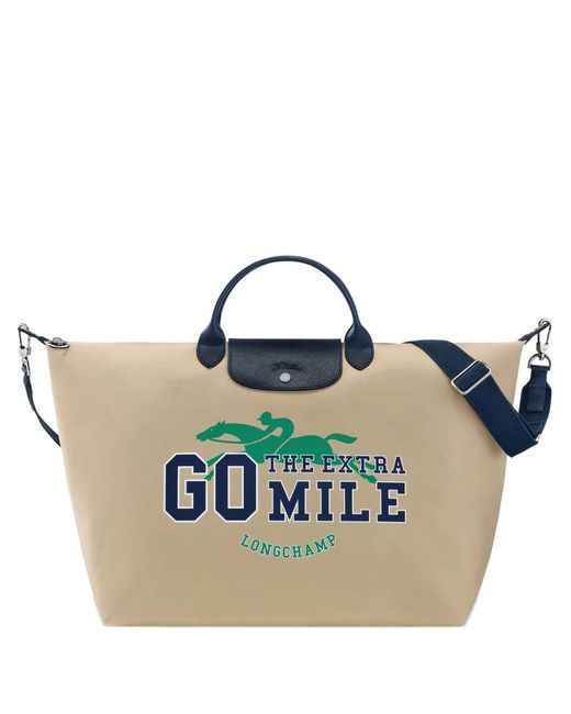 Longchamp Blue Logo-Print Tote Bag