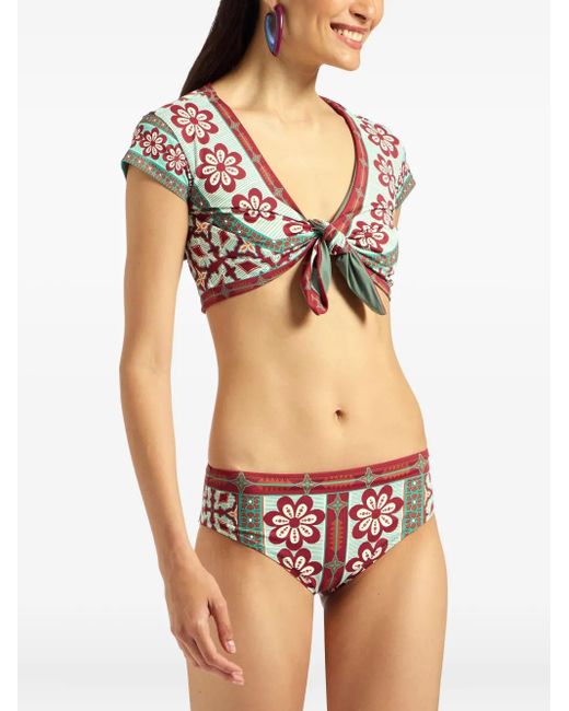 LaDoubleJ Boy Bikinislip Met Bloemenprint in het Red