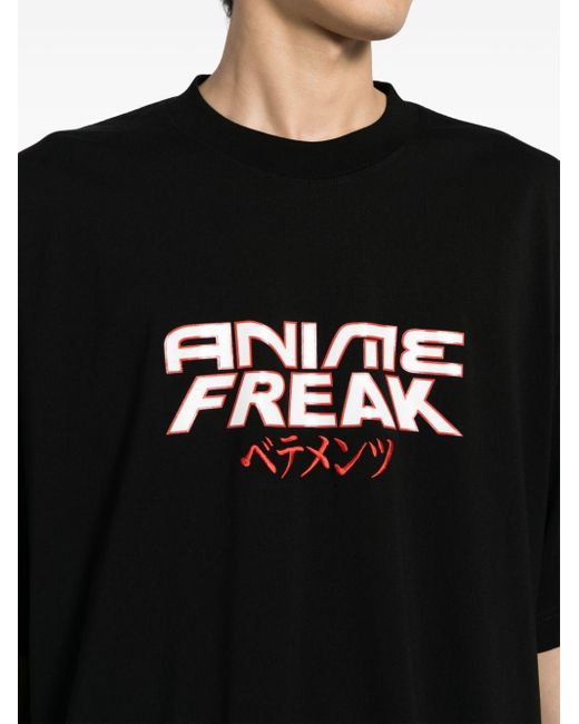 Vetements Black Anime Freak Cotton T-shirt for men