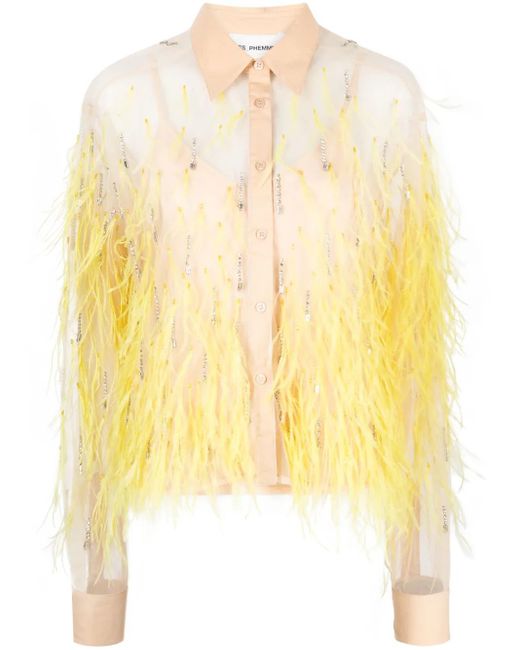 Des Phemmes Button-Up Blouse in het Yellow