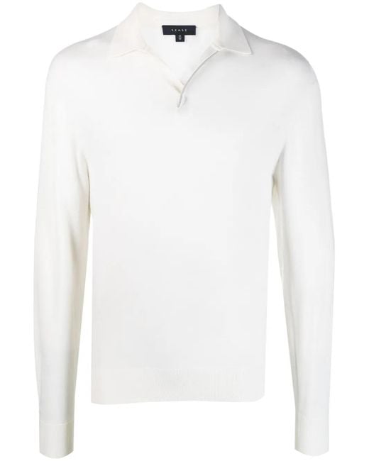 Sease White Lasca Merino Polo Shirt for men