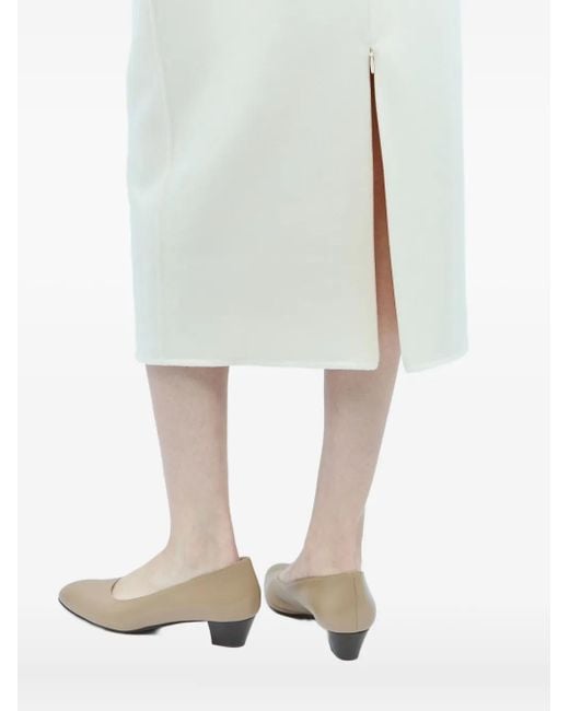 The Row White Zip-Detail Midi Skirt