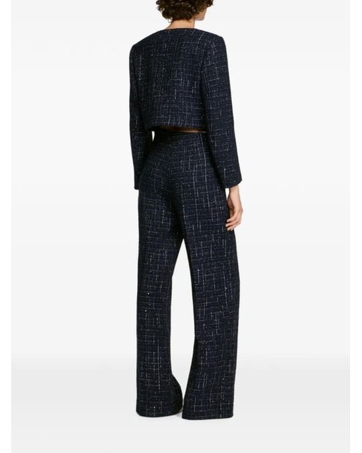 Sandro Blue Tweed-Effect Cropped Jacket