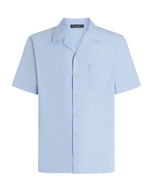 Dolce & Gabbana Blue Hawaii Revere-Collar Shirt for men