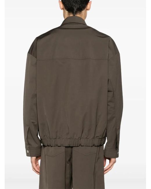Nanushka Gray Drawstring Twill Shirt Jacket for men