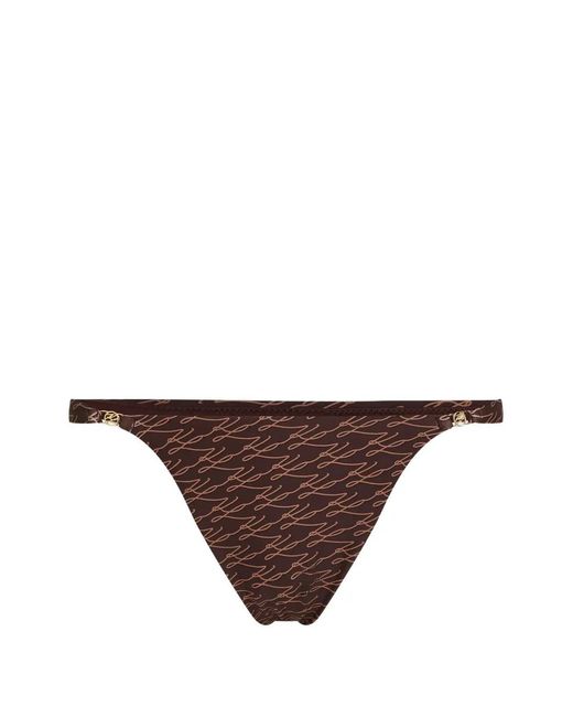 Karl Lagerfeld Brown Autograph Cheeky Tanga Bikini Bottom