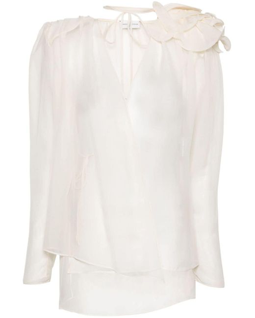 Blusa con apliques florales Magda Butrym de color White