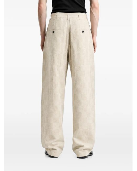 Ziggy Chen White Check-Pattern Pleated Trousers for men