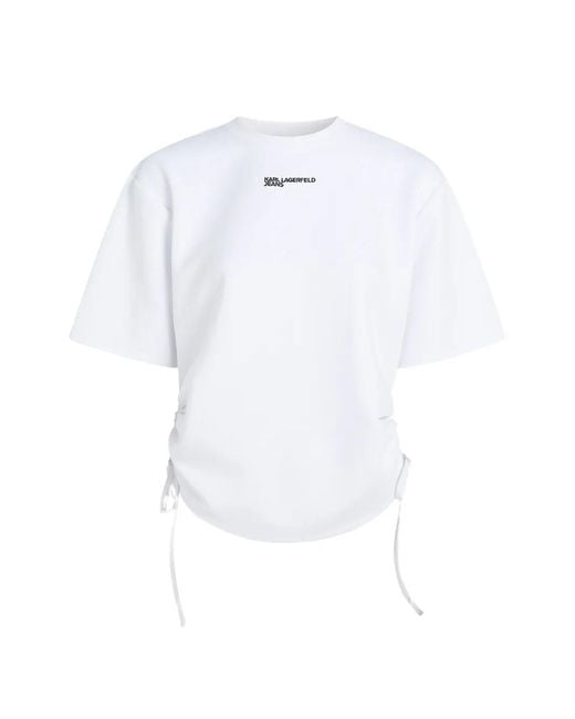 Karl Lagerfeld White Tie-Detail T-Shirt